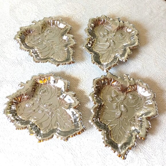 Sterling Craft Leaf Trays Vintage Set of 4 Made in Hong Kong - Picture 4 of 12